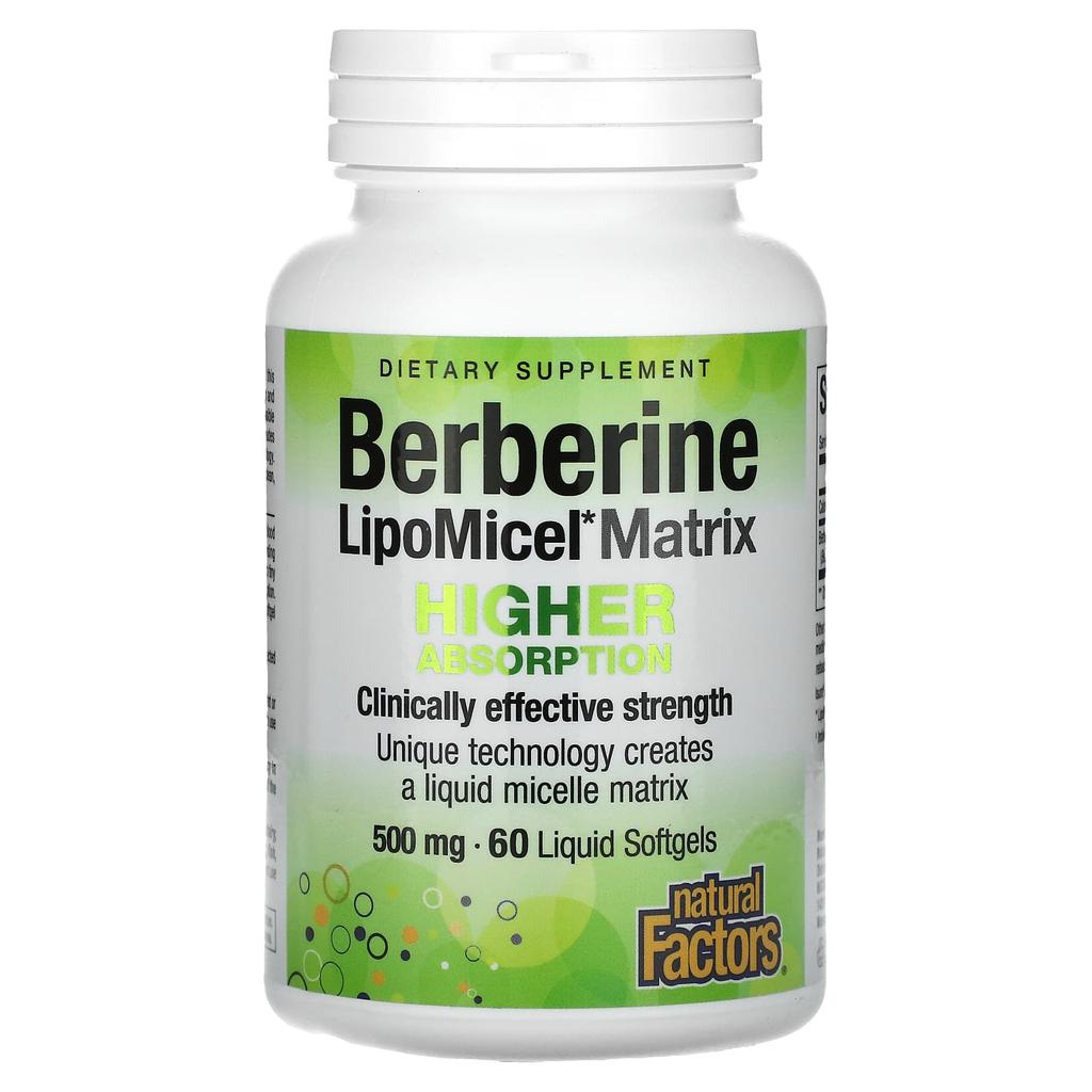 Natural Factors Berberine LipoMicel Matrix, 500 Mg, 60 Liquid Softgels