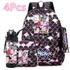 4Pcs/set Anime Cartoon Printed Backpack with Handbag Pencil Case 750Ml Water Bottler for Teenager Boy Girl Large Capacity Bookbag Schoolbag Mochila