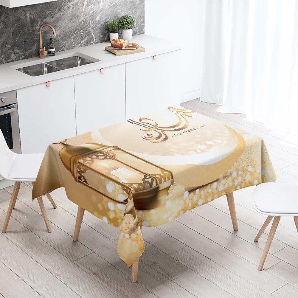 Рамадан Мубарак Домашний Декор Скатерть Исламская Мусульманская Мечеть Рамадан Карим Декоративная Скатерть Водонепроницаемая и Устойчивая к Пятнам