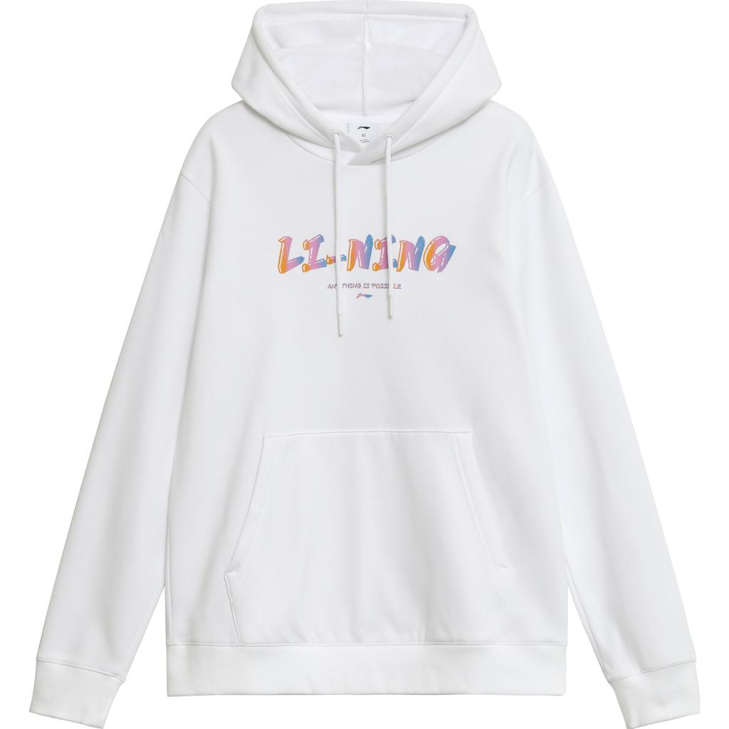 Li Ning Letter Logo Casual Knitted Sports Long Sleeve Sweatshirt Unisex Sweatshirt White AWDTE01-2