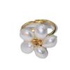 Элегантное кольцо-цветок с пятью лепестками из плетёного жемчуга ручной работы