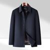 Middle-aged and Elderly Solid Color Simple Woolen Jacket with Mulberry Silk for Men Autumn and Winter New Business Lapel Woolen Jacket for Men