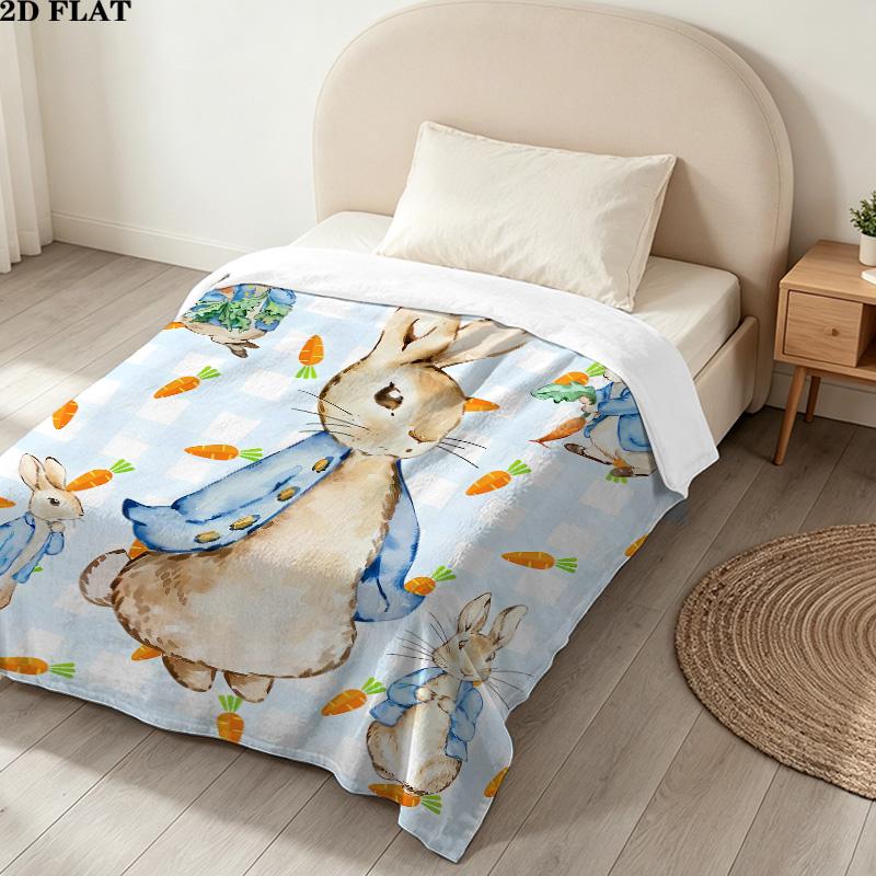 1PC Peter Rabbit Patterned Flannel Blanket Suitable For All Seasons For Home Decor Warmth And Comfort Gifts Holiday Present