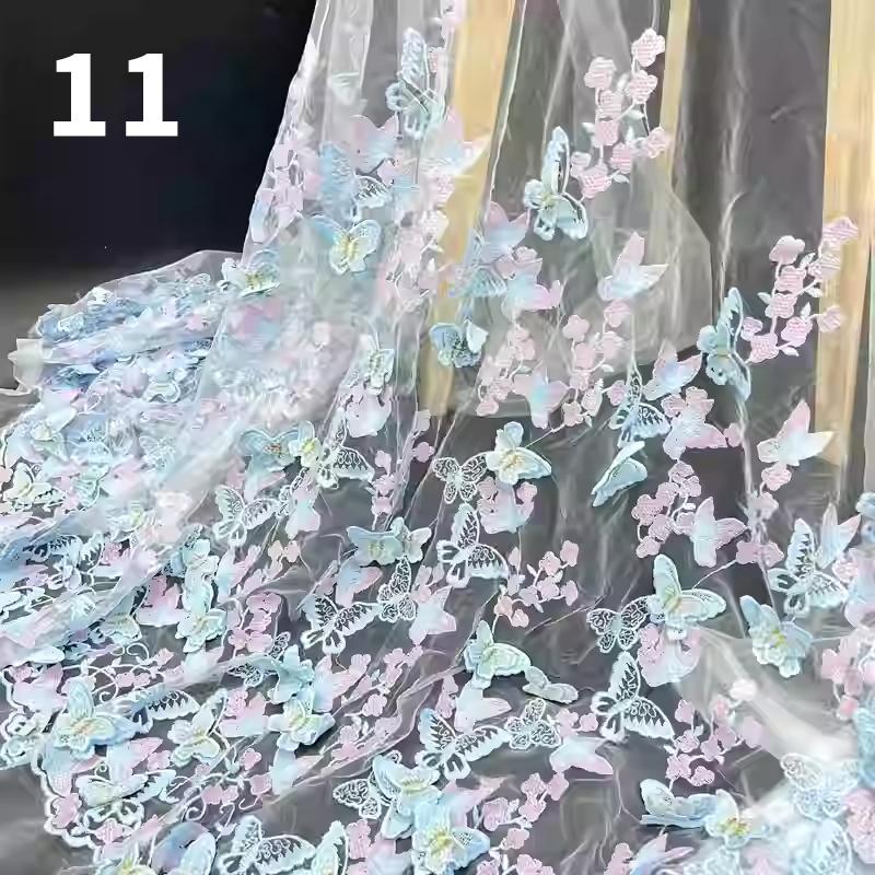 Ткань с вышивкой 3D-бабочки, вышитая вручную ткань для самостоятельного шитья, свадебное платье, водорастворимая сетчатая вышитая кружевная ткань