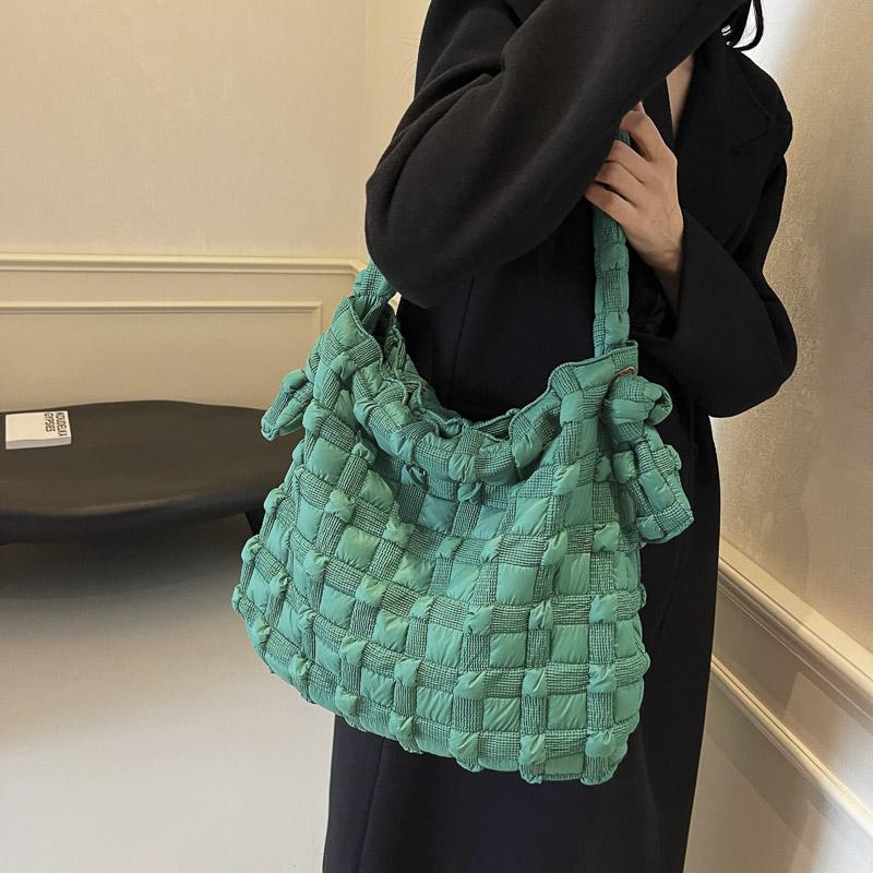 Осенне-зимняя сумка-облако большой вместимости, сложенная в клетку, легкая сумка через плечо, женская сумка-мессенджер, легкие дорожные сумки через плечо
