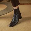 Мода 2024 Новая Осень Зима Мода Женские Ботинки Квадратный Носок Ботильоны На Каблуке Обувь Женская Женская Обувь Высокий Каблук Ретро Современный