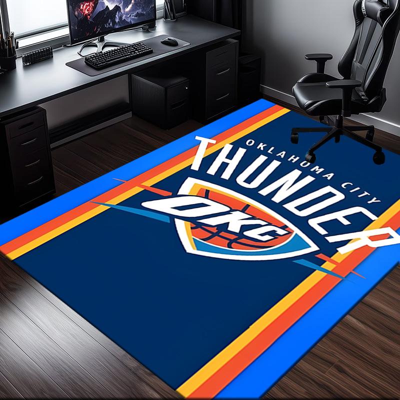 Thunder Basketball Team Rug Office Carpet Non-Slip Mat, Chair Rug Floor Covering for Gaming, Bedroom, Living Room , Home Decor Christmas Gift