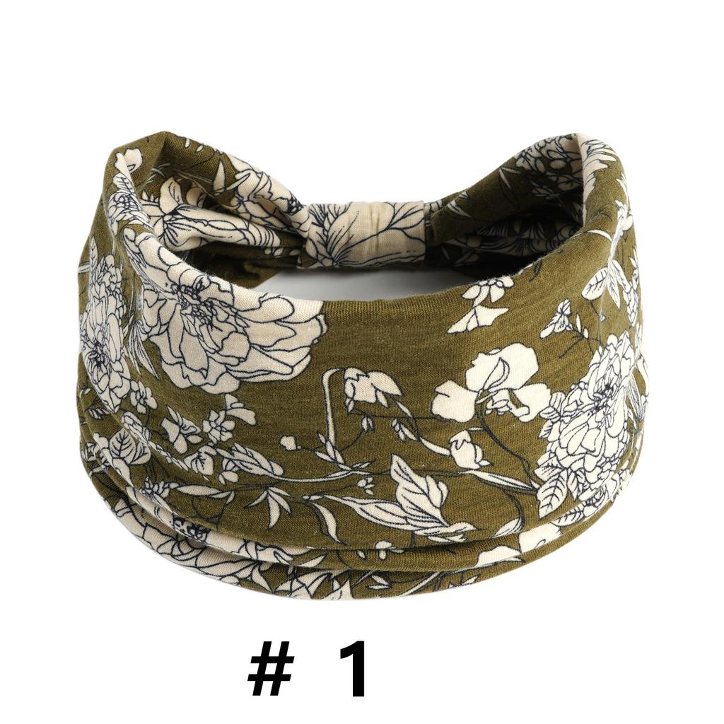 Бохо повязки на голову для женщин Хлопковые широкие повязки на голову Эластичная повязка для волос Нескользящая для тренировок Йоги Бега Тюрбан Головной убор Аксессуары для волос