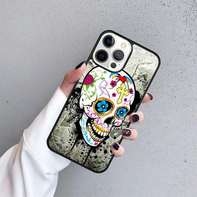 Мексиканский сахарный череп Чехол для телефона Для iPhone 17 Air 15 16 14 13 12 Pro Max 11 Pro Max Plus Coque Shell