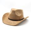 Western Cowboy Hat Brown Jazz Top Hat Men And Women'S Ethnic Style Autumn And Winter Felt Hat Big Eaves Hat