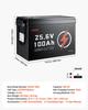 24V 100Ah LiFePO4 Lithium Battery 4000+ Cycles Built-in 100A BMS, Lithium Battery with Low Temperature Protection, Supports 8P2S Connection, 2560Wh