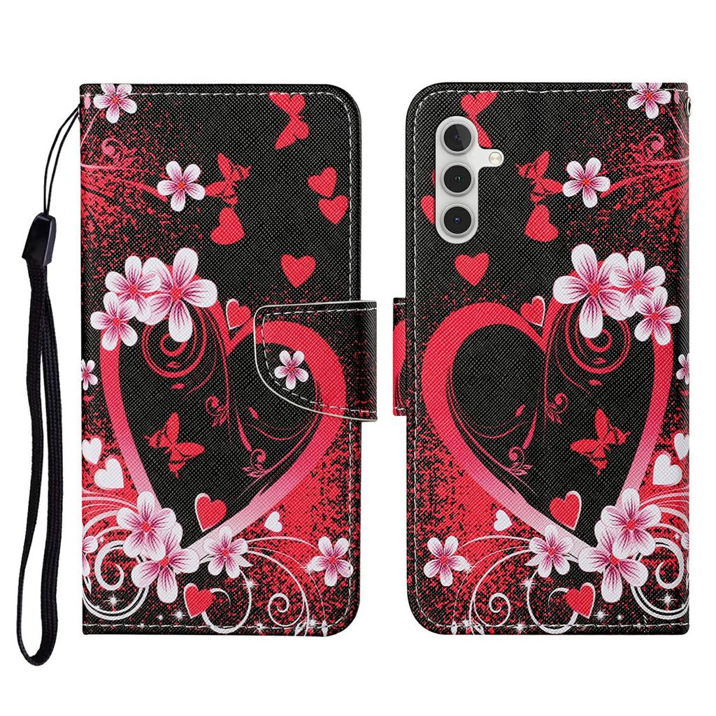 For Samsung Galaxy A17 5G Case Pattern Printing Protective Leather Folio Phone Cover with Wrist Strap