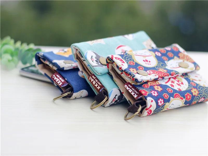 Canvas Cartoon Totoro Cat Printed Dog Women Fold Short Wallet Organizer Cute Mini Money Key Bag Coin Pocket Purse for Children
