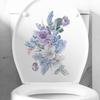 Removable Self-adhesive Waterproof PVC Living Room Bathroom Wall Art Floral Toilet Lid