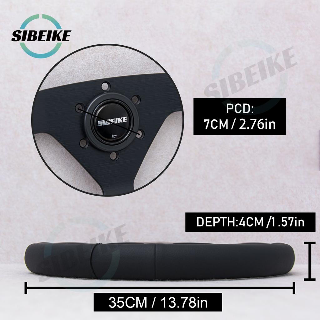 SIBEIKE Montecarlo Style Leather Steering Wheel 14inch JDM Modified Car Sports Racing Steering Wheel