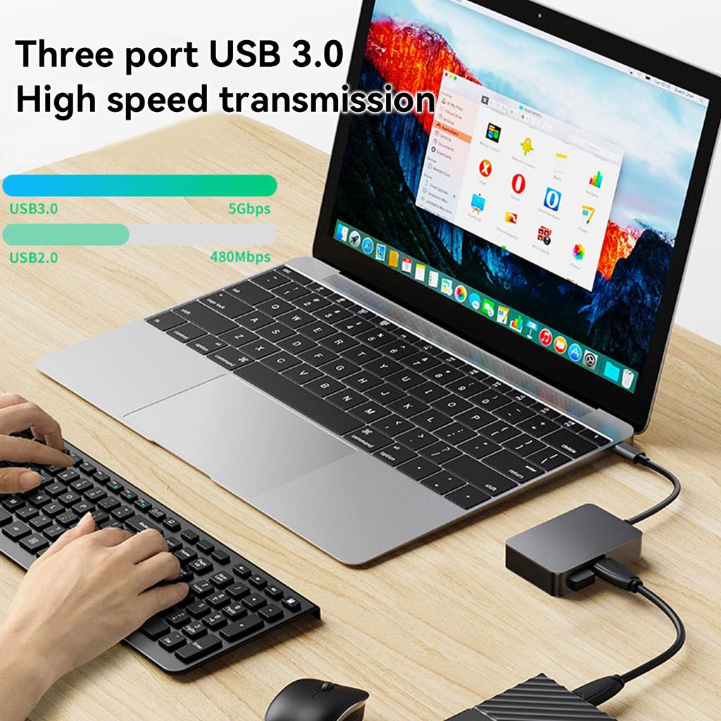 5 в 1 TYPE-C+USB3.0*3+PD100W+USB-C Адаптер-хаб с интерфейсом для передачи данных док-станция для MacBook