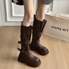 Thick-soled Belt Buckle Fashion Boots 2025 Autumn and Winter New Versatile Knight Boots Retro Big Tube Around the Knee Long Boots Women
