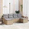 6-Piece Garden Sofa with Beige Poly Rattan Cushions, 2-Seater Garden Sofa with Storage and Rattan Cushions 3354139