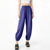 Women Casual Cotton And Linen Solid  Elastic Waist Long Straight Pants