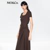 MO&Co. Women's Deconstructed Twist High-Waist Short-Sleeve Long Dress