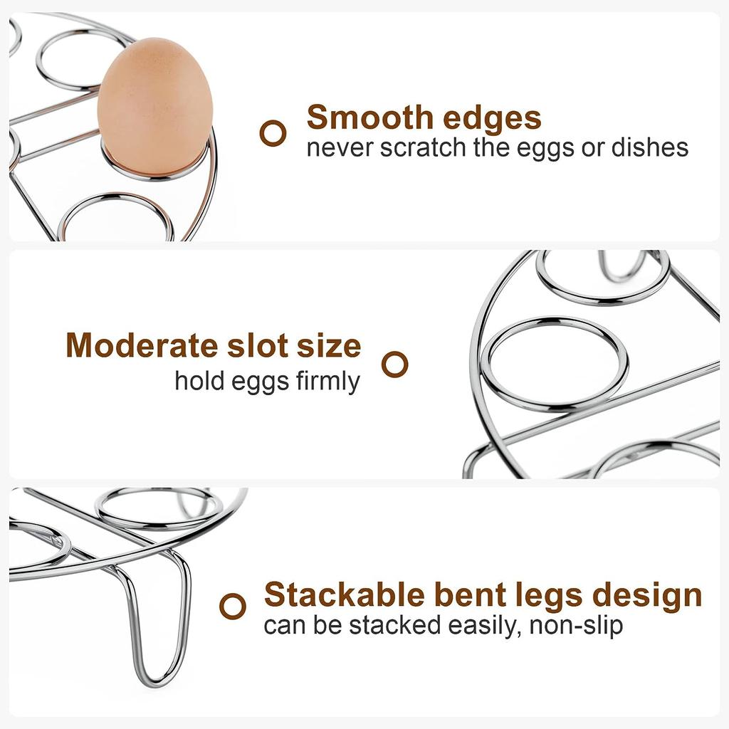 Egg Steamer Rack - Stainless Steel Trivet for 6, 8 Quart Pressure Cooker, Compatible for Instant Pot Accessories, Cooks 18 Eggs