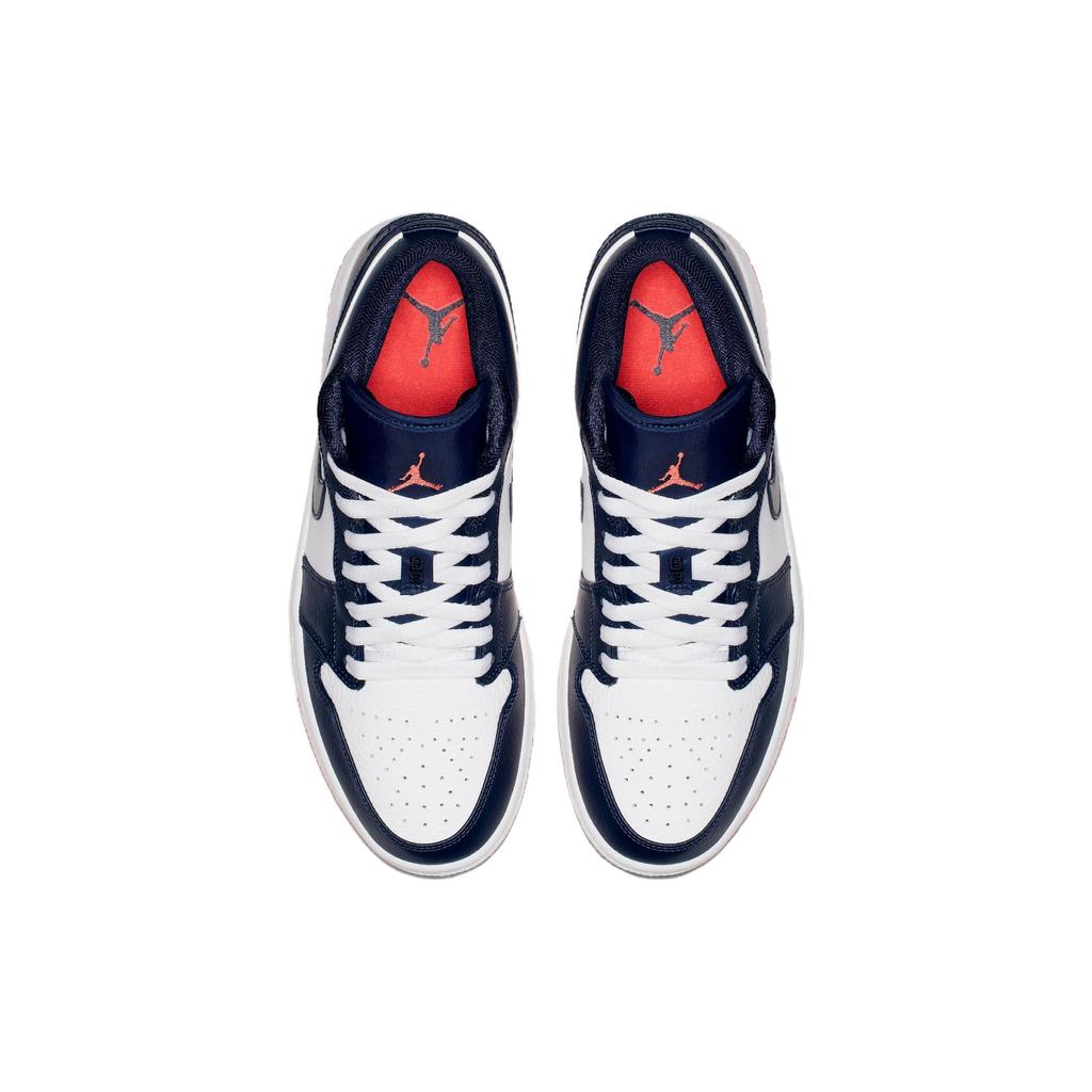 Air Jordan 1 Retro Low Obsidian Ember Unisex Sneakers Blue Ember-Glow-White 553558-481