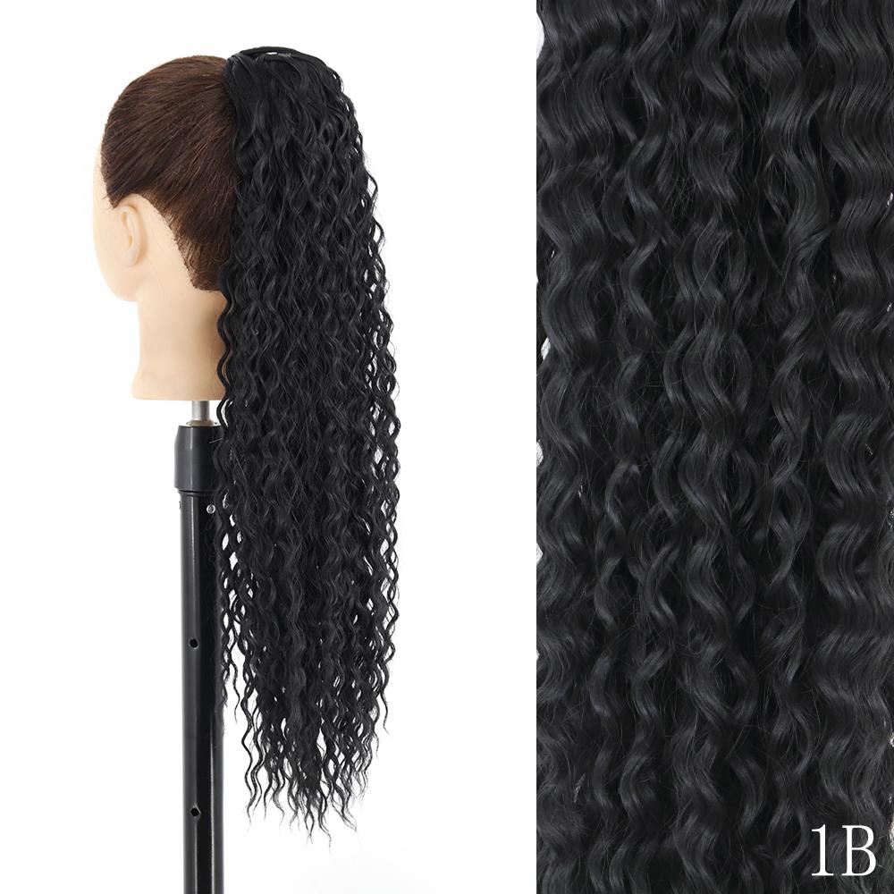 XINRAN Long Curly Clip In Ponytail Hair Extensions Natural Synthetic Blonde Drawstring Pony Tail Hairpieces for Afro Women