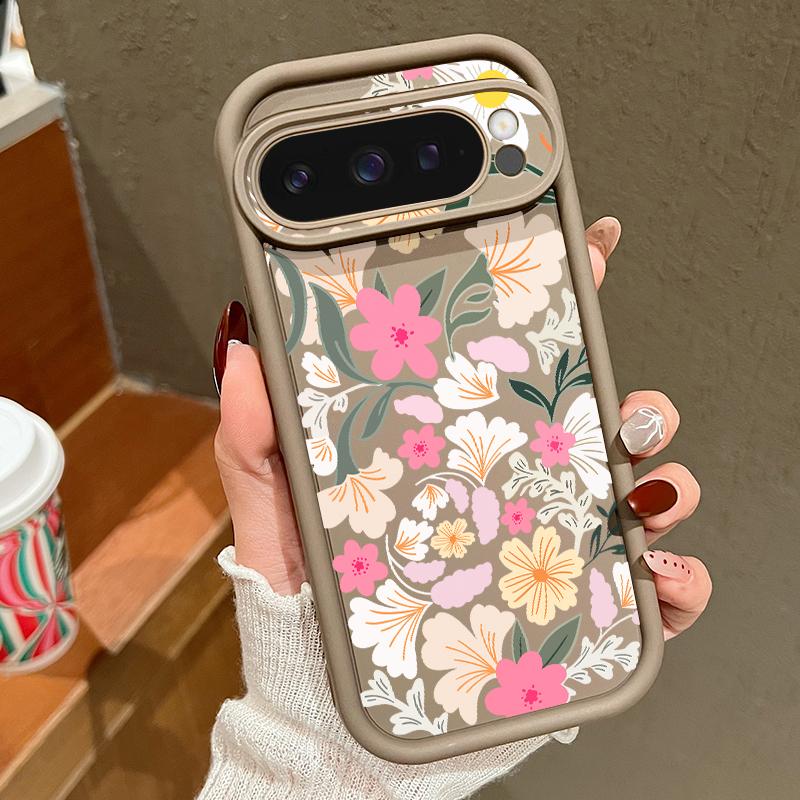 Мягкий силиконовый чехол с цветочным узором для Google Pixel 9 8 Pro Xl 8a, противоударный матовый защитный чехол для линз, устойчивый к падению, однотонный чехол