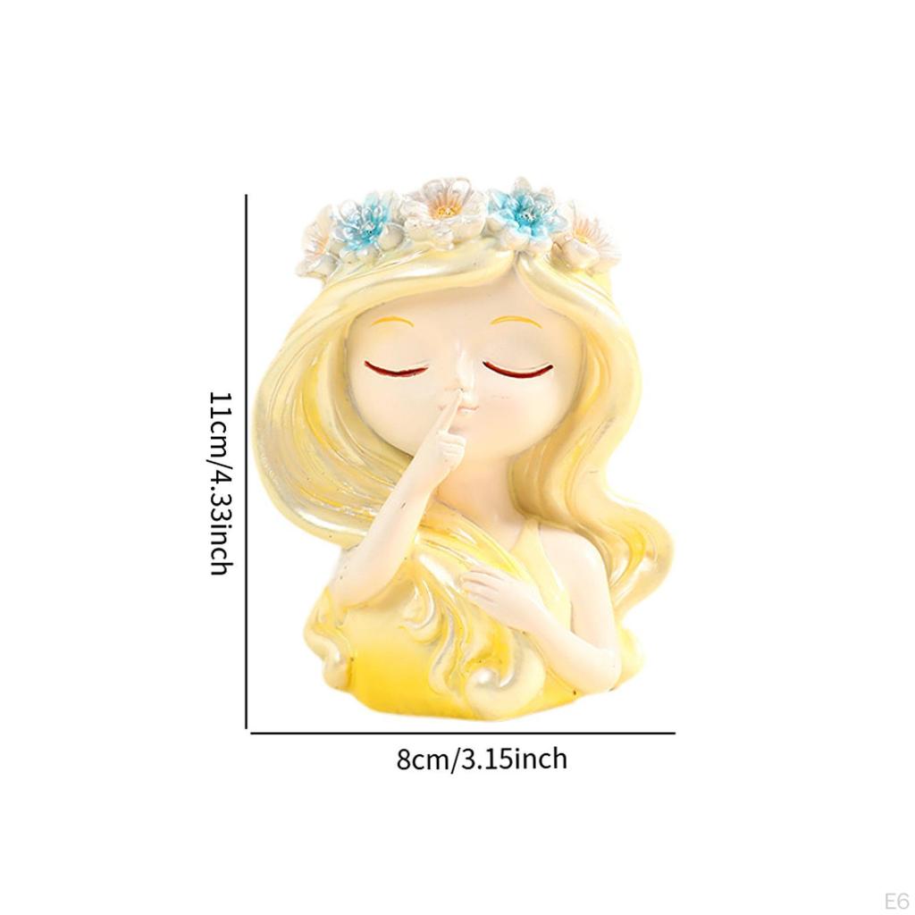 Горшок для растений в виде головы феи, декоративная ваза, креативный декор, мультяшный орнамент из смолы, лицо девушки, цветочный горшок