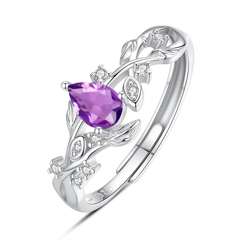 Серебряное кольцо S925 женское ветка лавра натуральный хрустальный камень живой рот ручная работа ювелирное изделие с покрытием белым золотом нишевый дизайн повседневное ювелирное изделие подарок