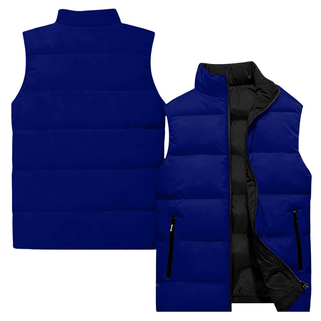 Men's Casual And Fashionable Sleeveless Vest, Solid-color Printed Cotton Jacket
