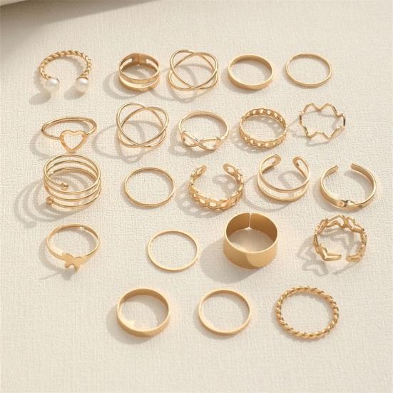 22 шт./компл. женское кольцо с полым набором из искусственного жемчуга в форме сердца-бабочки полированное