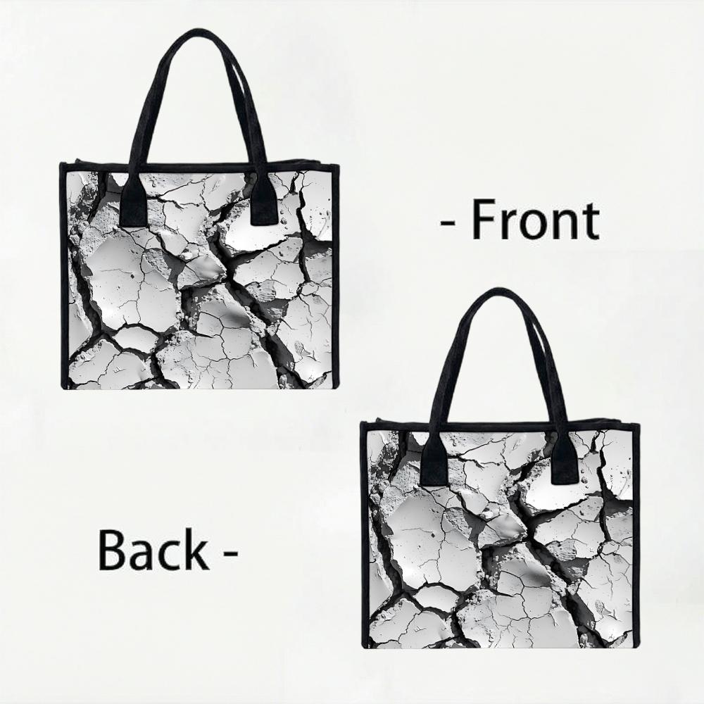 Trendy Cracked Print Tote Bag Casual Large Capacity Handbag for Daily Use