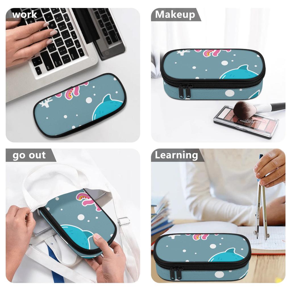 Pen Case Multi Compartment Durable 300D Polyester Full Zipper Closure with Main Compartment Mesh Pocket and Pen Slots for Students