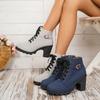 Fashion Women Platform High Heel Ankle Boots Fashion New Lady Shoes Women Autumn Winter Lace Up Anti-slip Short Boots Zapatos De Mujer