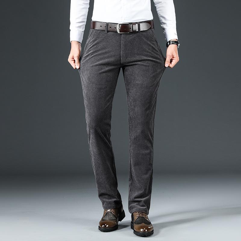 Вельветовые прямые повседневные брюки в стиле ретро для мужчин, новые весенние обычные свободные эластичные брюки со средней высокой талией