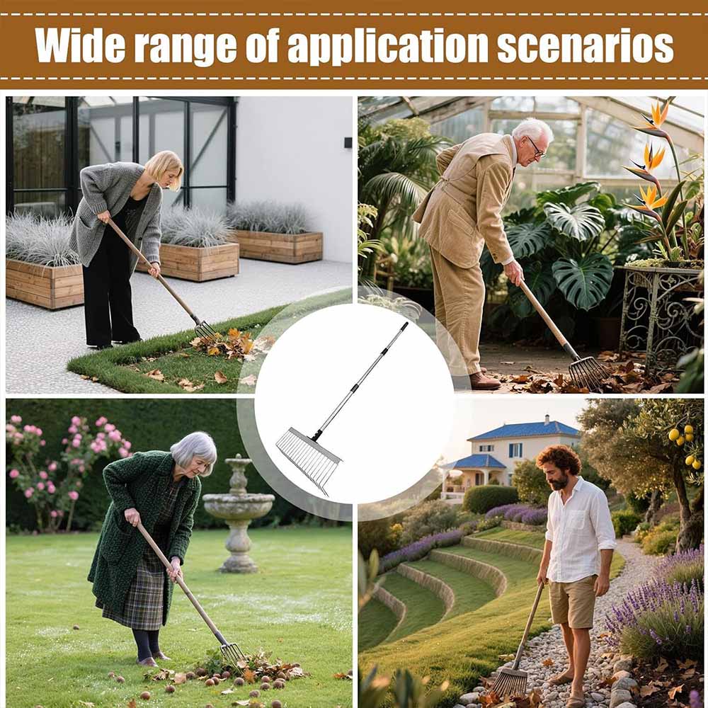 Съемные грабли для травы Сельскохозяйственные 21 зуб Чистящие инструменты Многофункциональные Ландшафтные Садовые Грабли для листьев Инструмент для прополки газона