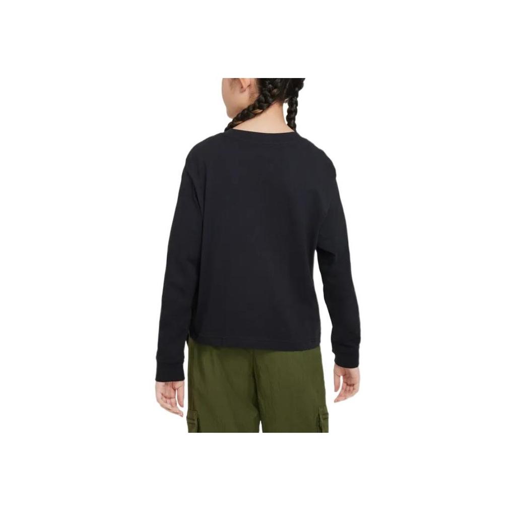 Nike Sportswear Essential Logo Print Long Sleeve T-Shirt Kids Tops Black DV0575-010
