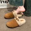Модные меховые женские тапочки, балетки, мюли с ремешком на пятке, модные туфли для платья, женские хлопковые туфли, зима 2025, новый дизайнер, теплые, Mujer Botas