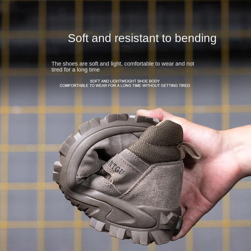 Labor Protection Shoes Men's Four Seasons Breathable Type Anti-Smashing and Anti-Penetration Steel Toe Cap Soft Bottom Safety Shoes
