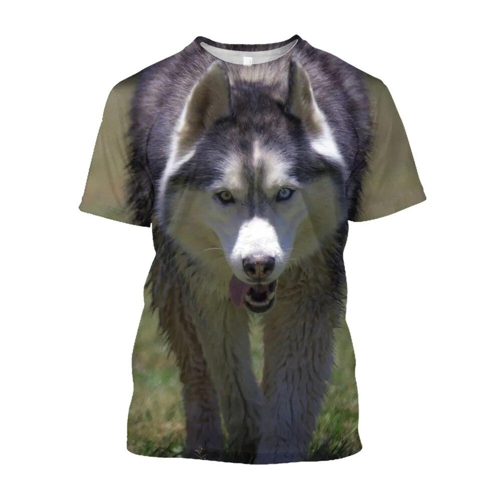 Russia Siberian Husky Printed T-shirts Cute Dog Casual Graphic T Shirt For Men Harajuku Fashion Clothing T-shirt