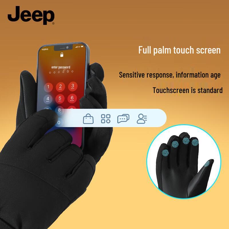 Jeep Men's Winter Thermal Waterproof Touchscreen Gloves