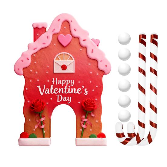 Набор для игры в гольф «Пряничный леденец» на День святого Валентина, поле для мини-гольфа с клюшкой и 6 мячами для веселья на семейной вечеринке в помещении, дома, в офисе