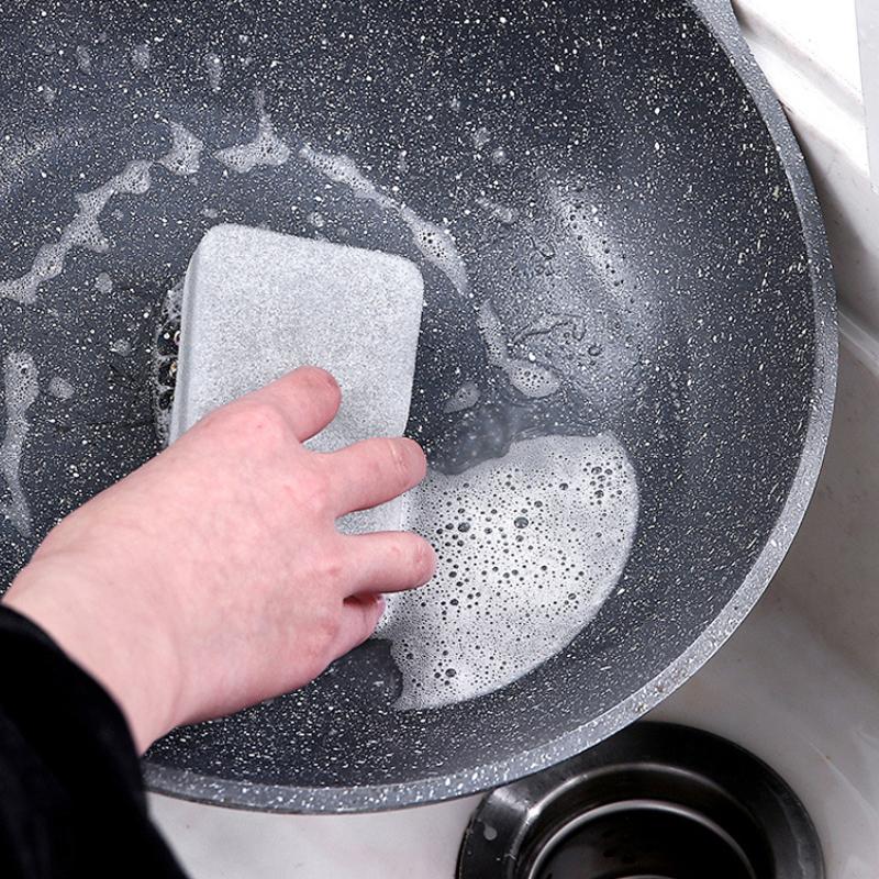 5pcs Strong Decontamination Cleaning Sponge Brush Scouring Pad Dishwashing Brush Pot Sponge Kitchen Rag