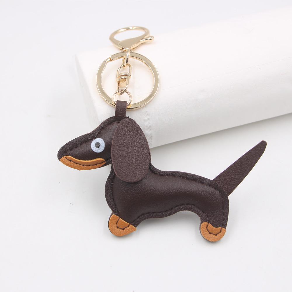 В наличии Кожаный шарм с мультяшным изображением таксы, Брелок для ключей с собакой и Аксессуар для чехла телефона