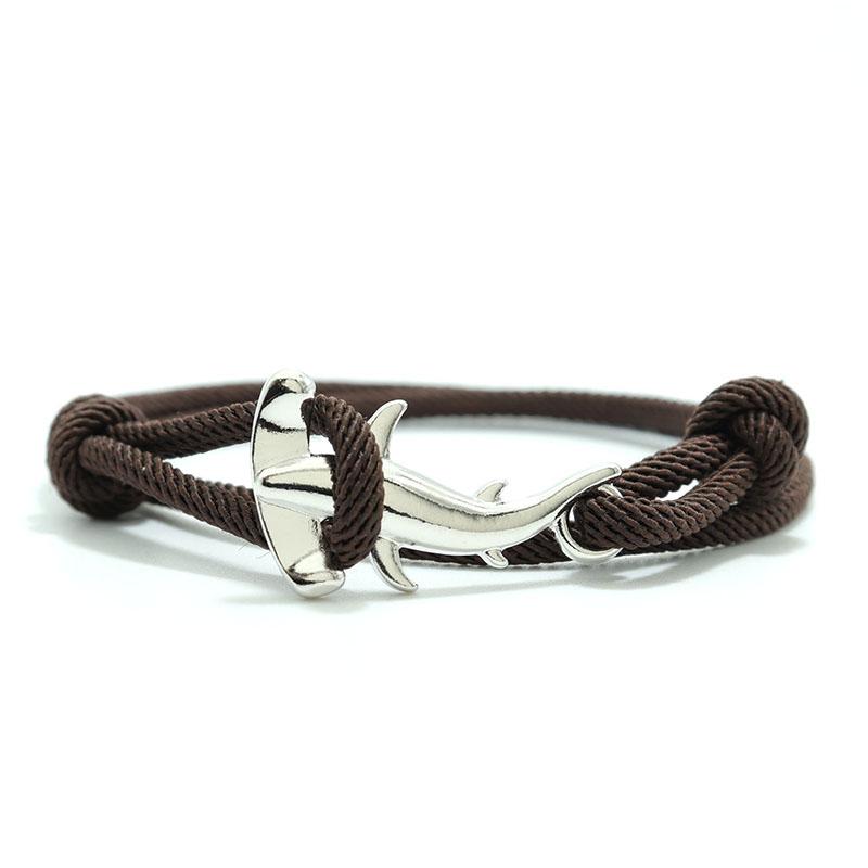 Double Layer Mens Shark Bracelet Sliding Adjustable 3mm Thin String Braslet Beach Nautical Silk Rope Braclet Pulseiras Hombre