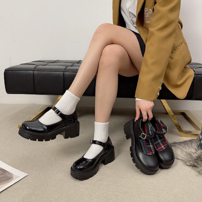 Туфли на плоской подошве в японском стиле на летней платформе для студентов Мэри Джейн с толстым каблуком в винтажном стиле для женщин