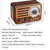 Portable Retro Radio Bluetooth Speaker FM/AM Radio Receiver With LED Flashlight, Supports TF Card, USB, AUX Play