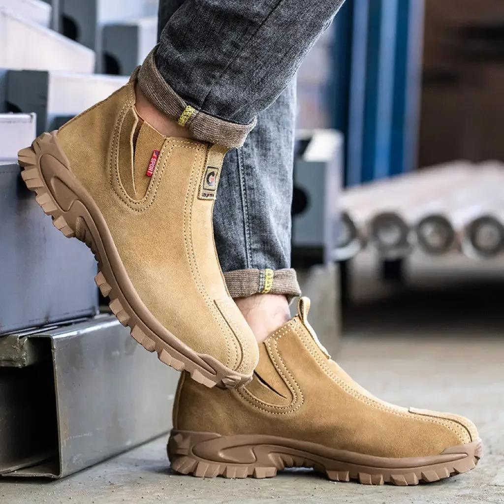 FashionSteel Toe Lightweight Male Shoes Puncture-Proof Slip-On Y2k Fashion Classic New Men's Boots Offers Casual Retro Original Deals