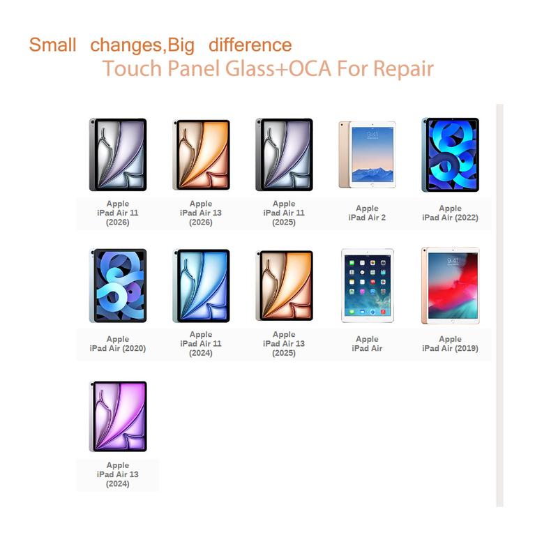 10 шт. Для iPad Pro 11 13 M5 Air 13 11 M4 M3 M2 Air 6 5 4 3 Mini Pro 12.9 10.5 9.7 Сенсорная Панель Экран Переднее Внешнее Стекло С OCA